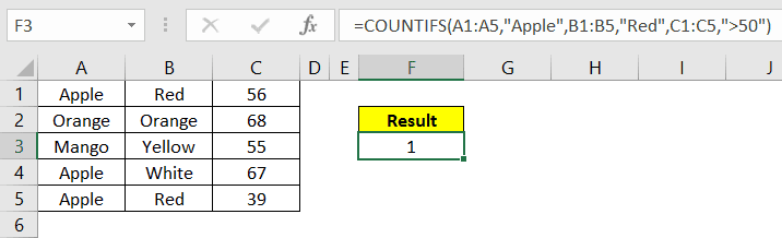 Counting cells in multiple ranges using countifs